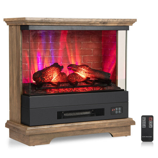 27 Inch Freestanding Fireplace with Remote Control-Brown
