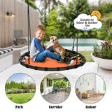 40" Kids Play Multi-Color Flying Saucer Tree Swing Set with Adjustable Heights-Orange