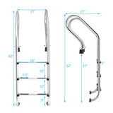 3-Step Stainless Steel Non-Slip Swimming Pool Ladder
