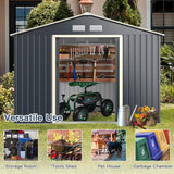 9 x 6 Feet Metal Storage Shed for Garden and Tools-Gray