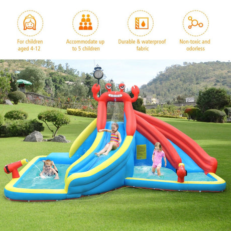Inflatable Water Slide Bounce House with Water Cannon and 950W Blower