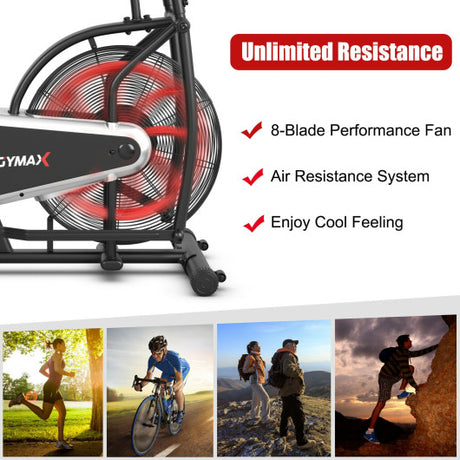 Upright Air Bike with Unlimited Resistance-Black