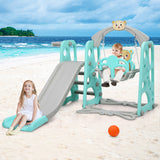 3 in 1 Toddler Climber and Swing Set Slide Playset-Green