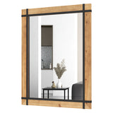 30 x 40 Inch Wall Mounted Mirror with Fir Wood Frame-Natural