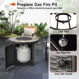 32 Inch Patio Round 30000 BTU Propane Fire Pit Table with Fire Glasses and PVC Cover