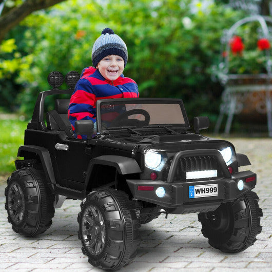 12 V Kids Ride On Truck with Remote Control and Double Magnetic Door-Black