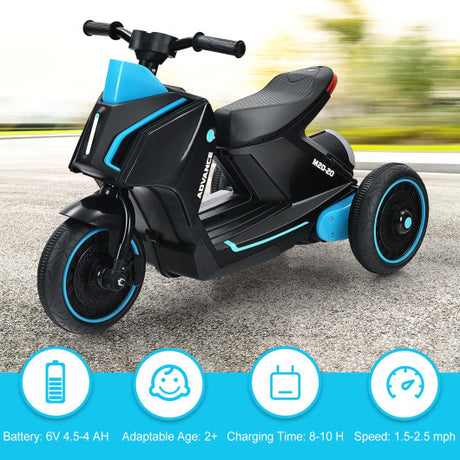 6V 3 Wheels Toddler Ride-On Electric Motorcycle with Music Horn-Black