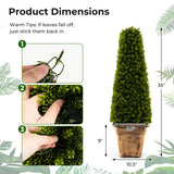 3 Feet Artificial Boxwood Topiary Tree with Cement Flowerpot-Green