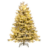 4.5/6/7 FT Artificial Pre-Lit Christmas Tree Hinged Xmas Tree with Warm White LED lights-4.5 ft