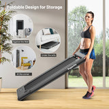 2-in-1 Electric Motorized Folding Treadmill with Dual Display-Black
