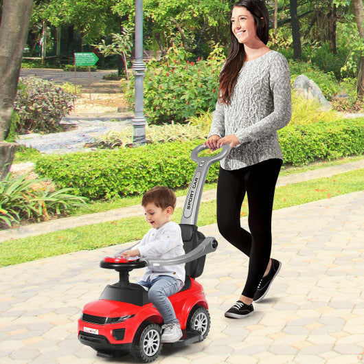 Honey Joy 3 in 1 Ride on Push Car Toddler Stroller Sliding Car with Music-Red