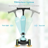 2-in-1 Kids Kick Scooter with Flash Wheels for Girls and Boys from 1.5 to 6 Years Old-Green