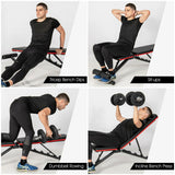 Foldable Weight Bench Multifunctional Dumbbell Gym Bench with Elastic Ropes Black