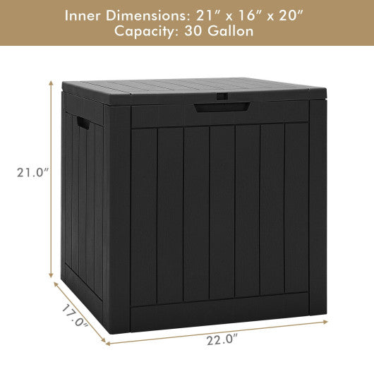 30 Gallon Deck Box Storage Container Seating Tools-Black