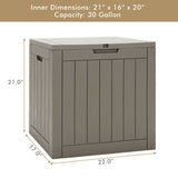 30 Gallon Deck Box Storage Container Seating Tools-Light Brown