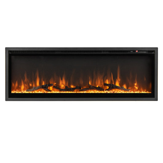 50 Inches Electric Fireplace in-Wall Recessed with Remote Control and Adjustable Color and Brightness-50 inches