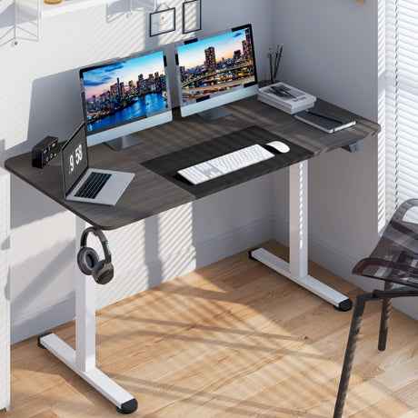 55 Inch Electric Height Adjustable Office Desk with Hook-Dark Gray