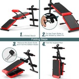 Adjustable Sit Up Bench with LCD Monitor-Red