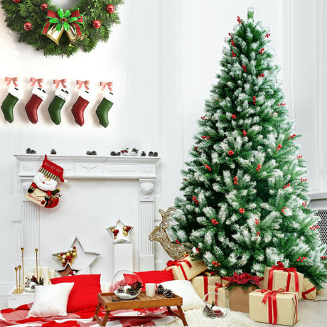 Artificial PVC Christmas Tree with Branch Tips and Metal Stand-8'