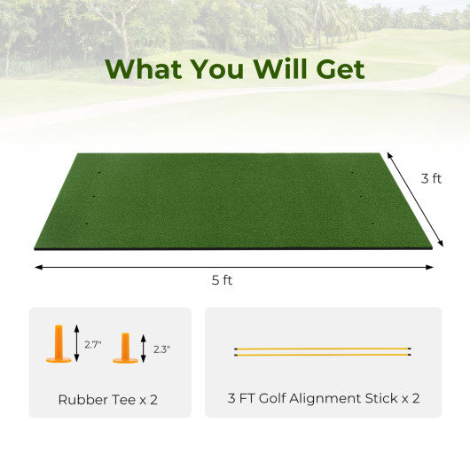 5 x 3 ft Artificial Turf Grass Practice Mat for Indoors and Outdoors-32mm