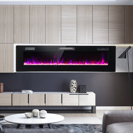 60 Inches Ultra-thin Electric Fireplace with Remote Control and Timer Function