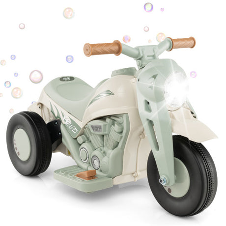 6V Kids Electric Ride on Motorcycle with Bubble Maker and Music-Beige