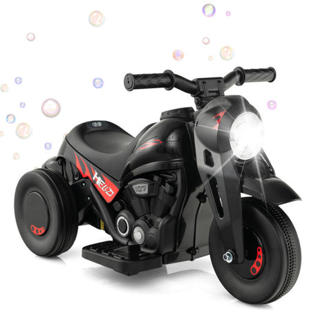 6V Kids Electric Ride on Motorcycle with Bubble Maker and Music-Black