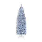 6 FT Pre-Lit Artificial Christmas Tree with 250 Cool-White LED Lights Black and White-6 ft