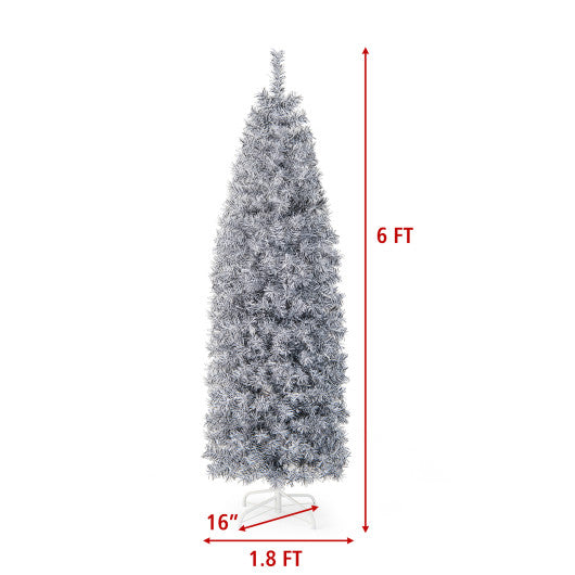 6 FT Pre-Lit Artificial Christmas Tree with 250 Cool-White LED Lights Black and White-6 ft