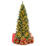 6 Feet Pre-Lit Artificial Christmas Tree with  618 Snowy Branch Tips