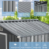 6 x 4 Feet Galvanized Steel Storage Shed with Lockable Sliding Doors-Gray