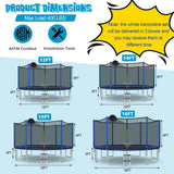 12/14/15/16 Feet Outdoor Recreational Trampoline with Enclosure Net-14 ft