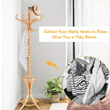 Wood Standing Hat Coat Rack with Umbrella Stand-Natural