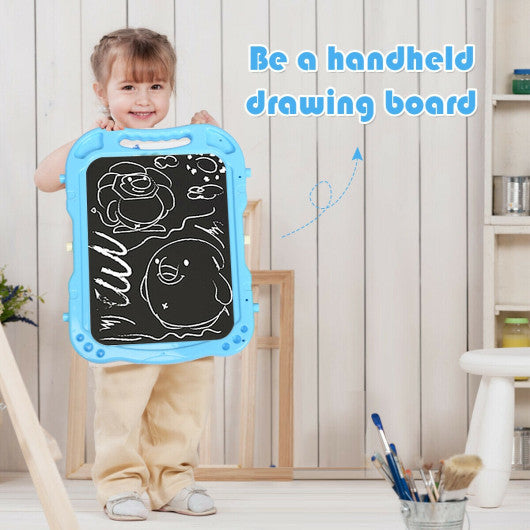 Height Adjustable Kids Art Easel Magnetic Double Sided Board-Blue