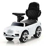 3-in-1 Licensed Bentley Kids Push and Sliding Car with Canopy-White