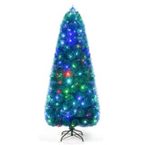 5/6/7 FT Pre-Lit Fiber Optic Christmas Tree with 148/185/226 Multi-Color LED Lights and Top Star Light-7 ft
