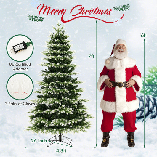 7 Feet Hinged Christmas Tree with 500 LED Lights Remote Control