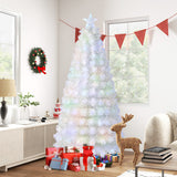 6/7 Feet Pre-Lit Fiber Optic White Snow-Flocked Artificial Christmas Tree-7 ft