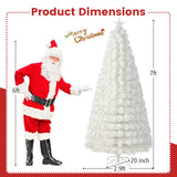 6/7 Feet Pre-Lit Fiber Optic White Snow-Flocked Artificial Christmas Tree-7 ft