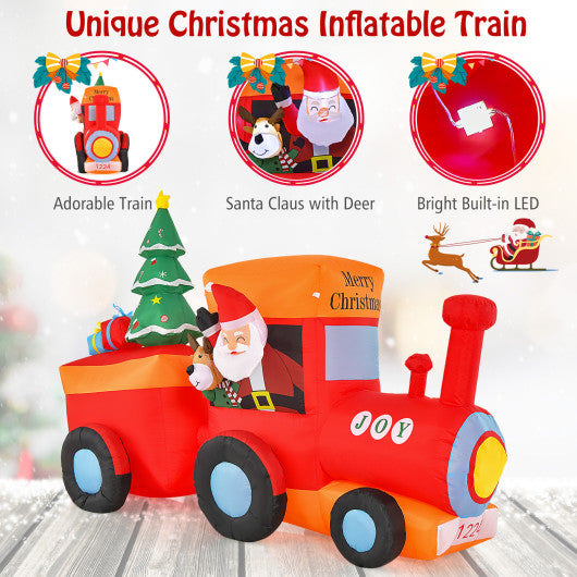 8.6 Feet Lighted Christmas Inflatable Train with Santa Claus Deer
