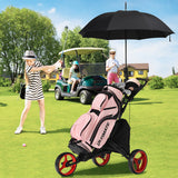 Folding 3 Wheels Golf Push Cart with Bag Scoreboard Adjustable Handle-Red