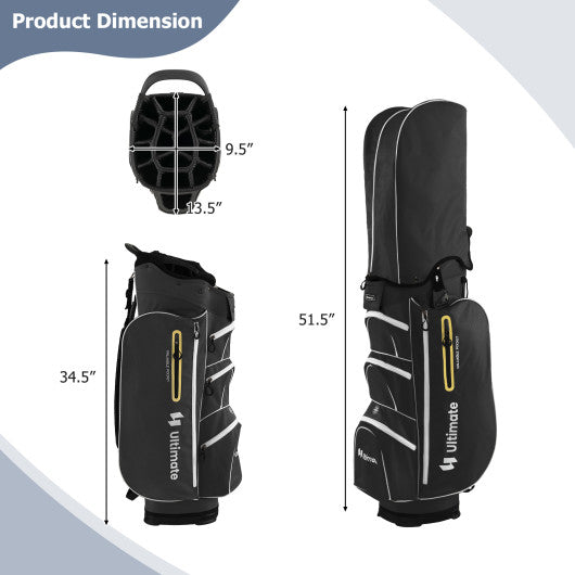 9.5 Inch Lightweight Golf Cart Bag with 15 Way Top Dividers-Black