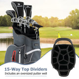 9.5 Inch Lightweight Golf Cart Bag with 15 Way Top Dividers-Red