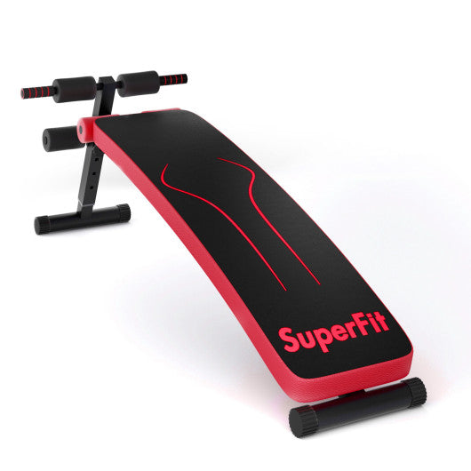 Folding Weight Bench Adjustable Sit-up Board Workout Slant Bench-Red