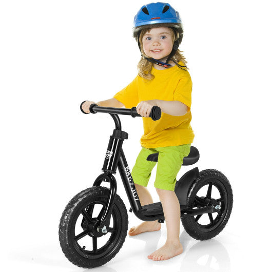 11 Inch Kids No Pedal Balance Training Bike with Footrest-Black