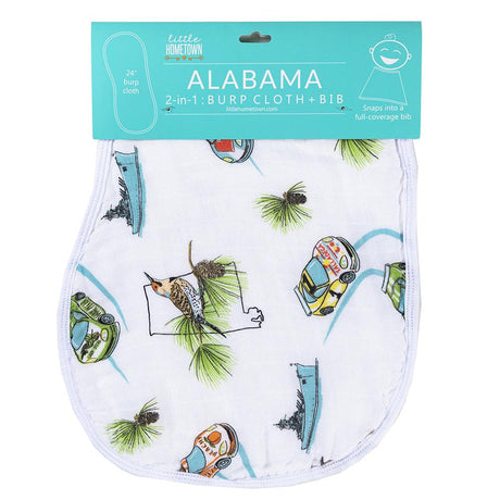 2-in-1 Burp Cloth and Bib:  Alabama Baby by Little Hometown - Aiden's Corner Baby & Toddler Clothes, Toys, Teethers, Feeding and Accesories