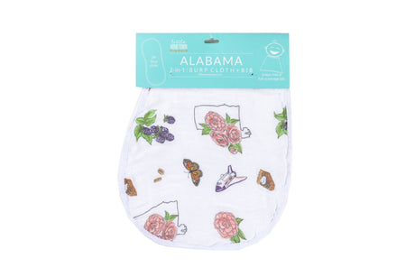 2-in-1 Burp Cloth and Bib:  Alabama Baby (Floral) by Little Hometown - Aiden's Corner Baby & Toddler Clothes, Toys, Teethers, Feeding and Accesories
