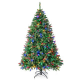 6/7 FT Pre-Lit Artificial Christmas Tree with Multi-Color LED Lights-7ft