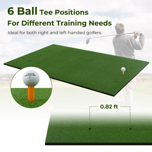 Artificial Turf Mat for Indoor and Outdoor Golf Practice Includes 2 Rubber Tees and 2 Alignment Sticks-25mm