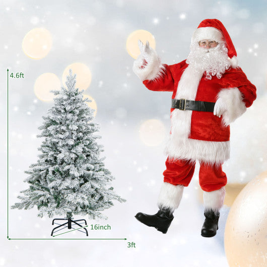 4.5/6/7 Feet Flocked Christmas Tree with Warm White LED Lights-4.5 ft